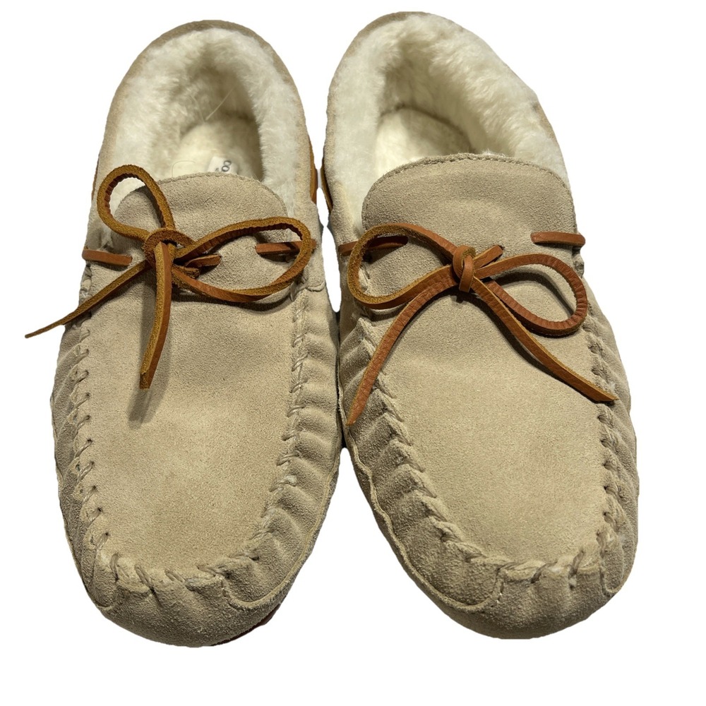 Coach Shearling Slipper Moccasin CC743  Men's Size 9 D Khaki Suede Slip-On NWOT - Picture 3 of 14